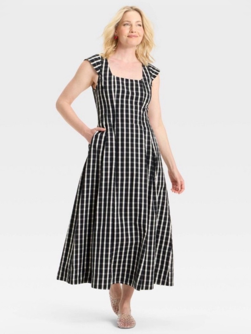 A New Day Black and White Gingham Dress Size 10
